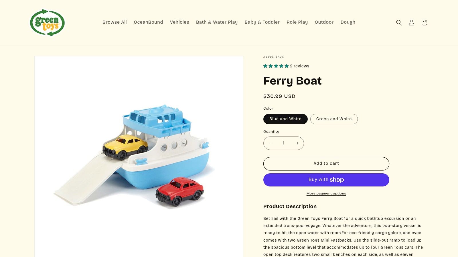 Green Toys Ferry Boat with Mini Cars
