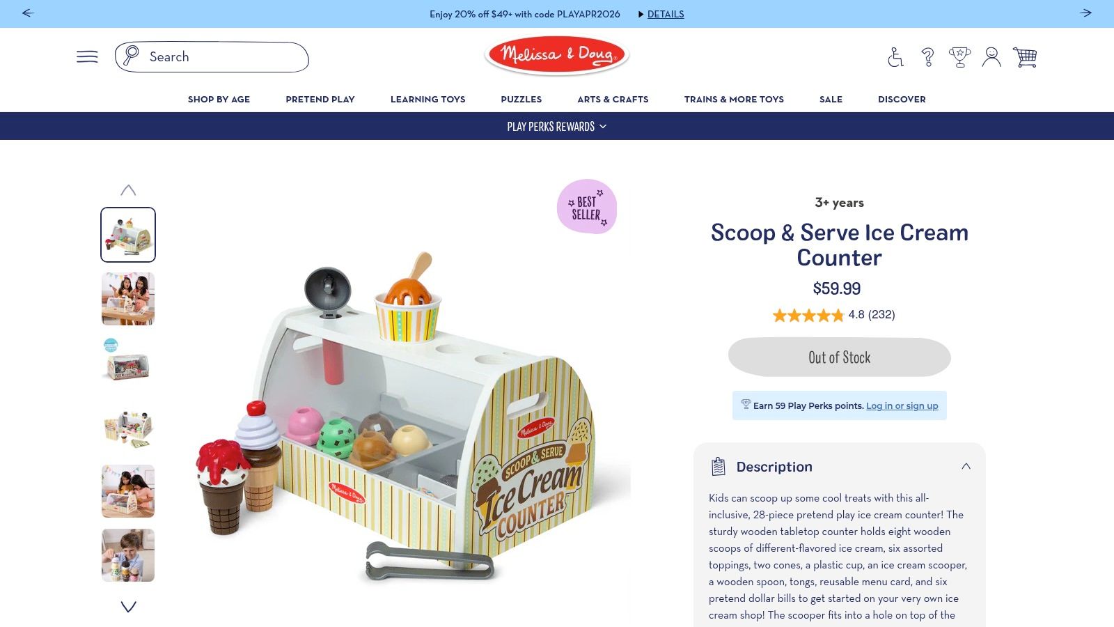 Melissa & Doug Scoop & Serve Ice Cream Counter (28-pc)