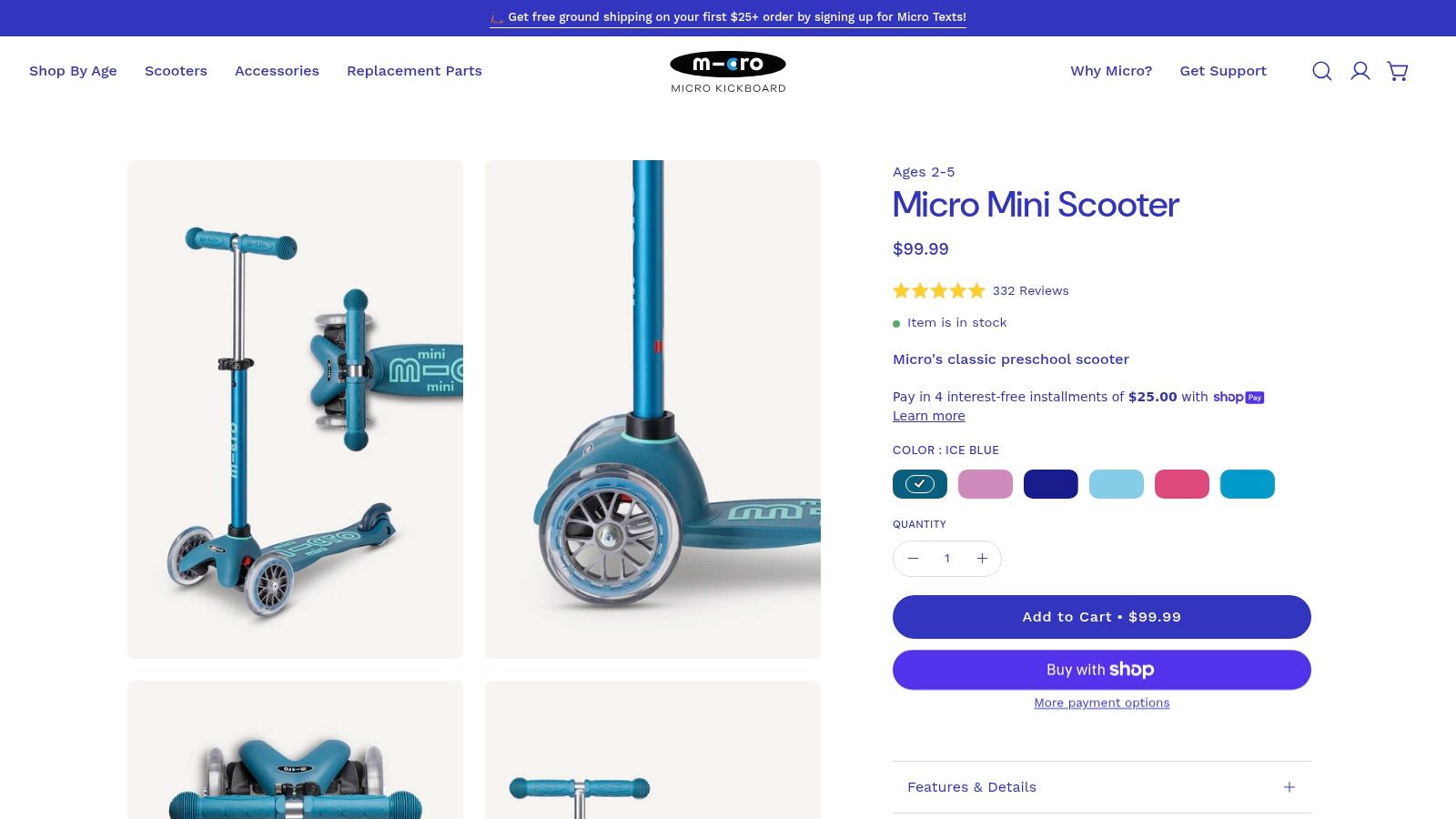 Micro Kickboard Micro Mini Scooter (3-wheel)