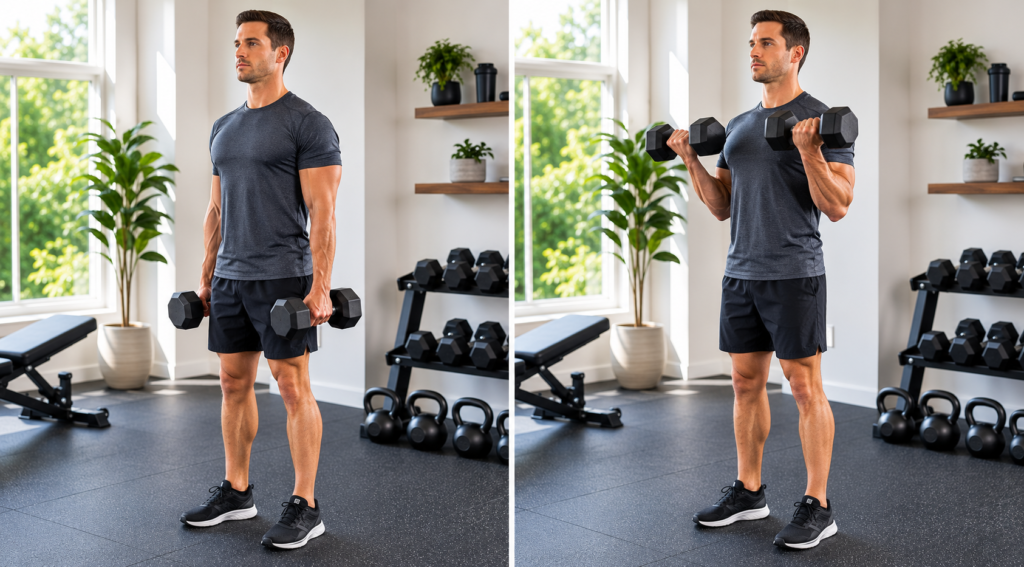 Bicep curls are the foundation of arm workouts without Machines